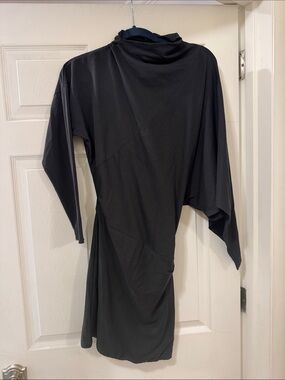 Zara Black Asymmetrical Draped Dress
